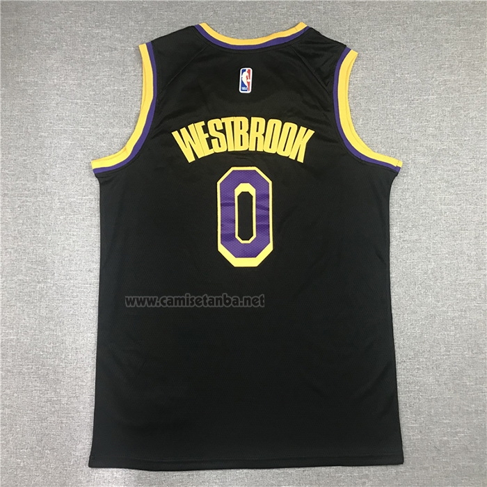Camiseta Los Angeles Lakers Russell Westbrook #0 Statement 2021-22 Negro